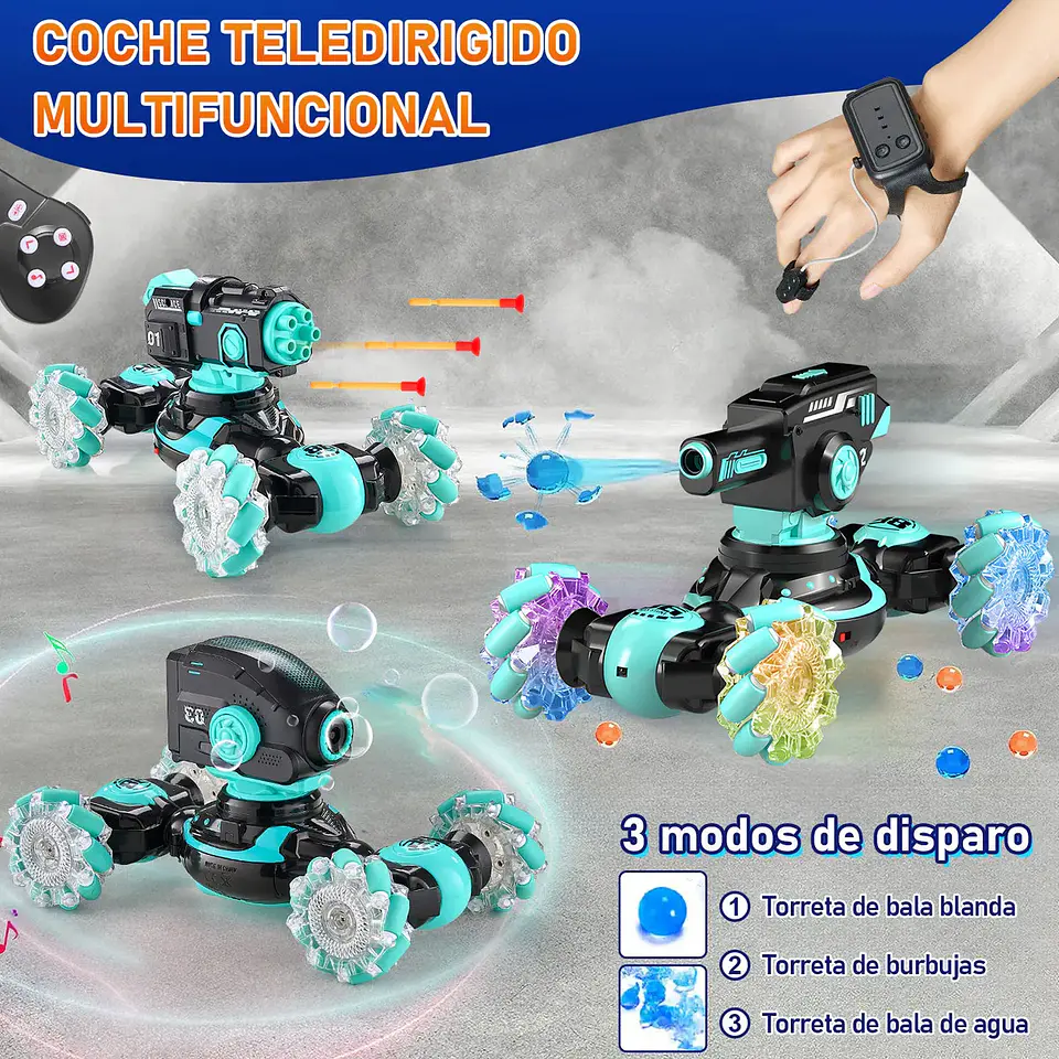 Tanque RC Yugari 4WD Lanzacohetes Negro con Balas Agua y Dardos 3