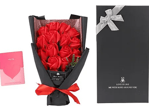 Ramo Flores Rosas Artificiales 18 Piezas Rojo De Cumpleaños - de jabon