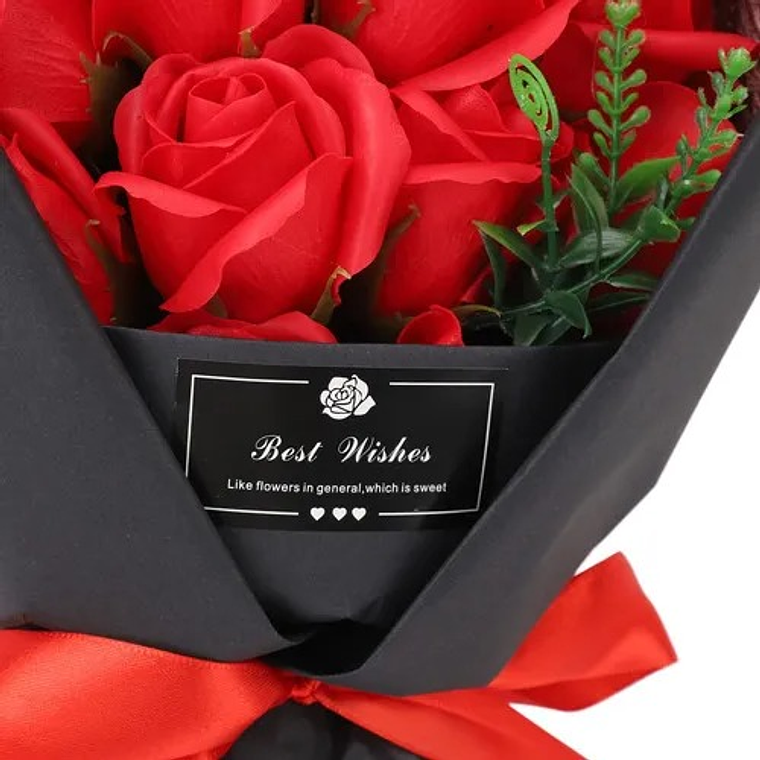 Ramo Flores Rosas Artificiales 18 Piezas Rojo De Cumpleaños - de jabon 2