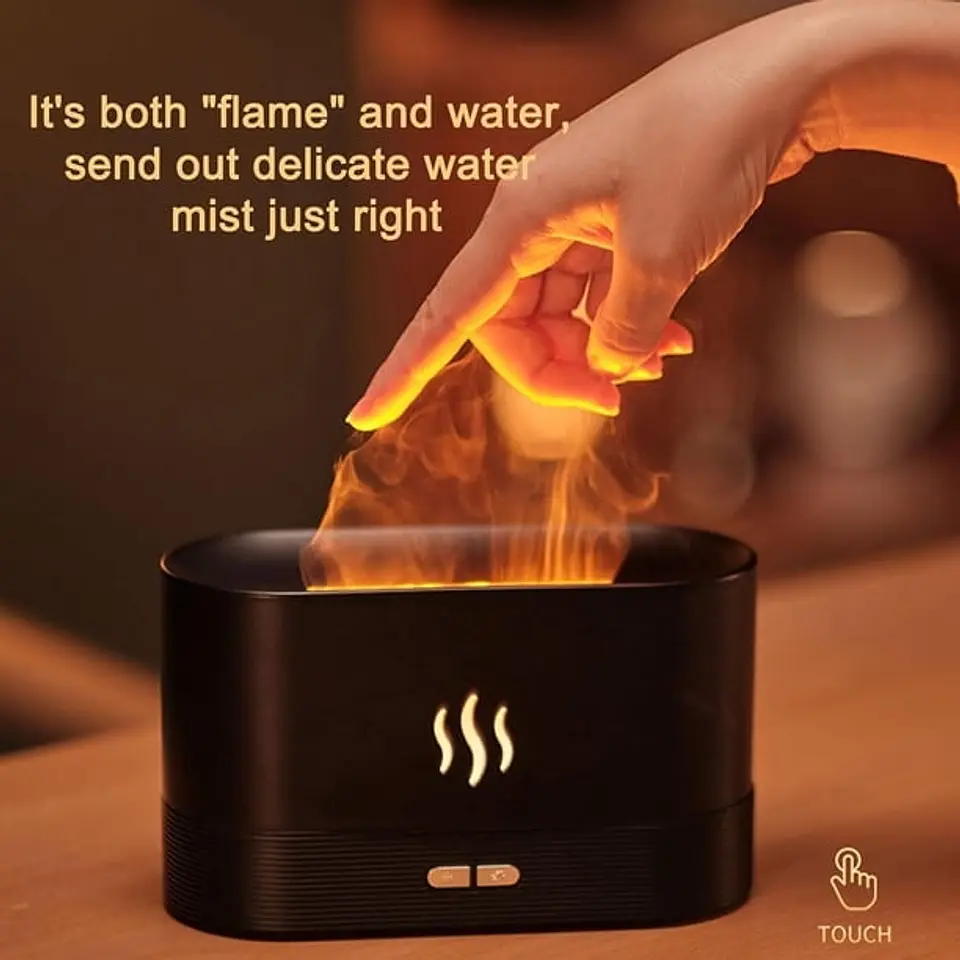 Humidificador Negro Simula Fuego Iluminación Led Blanco Blanco 3