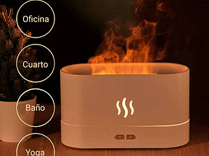 Humidificador Negro Simula Fuego Iluminación Led Blanco Blanco
