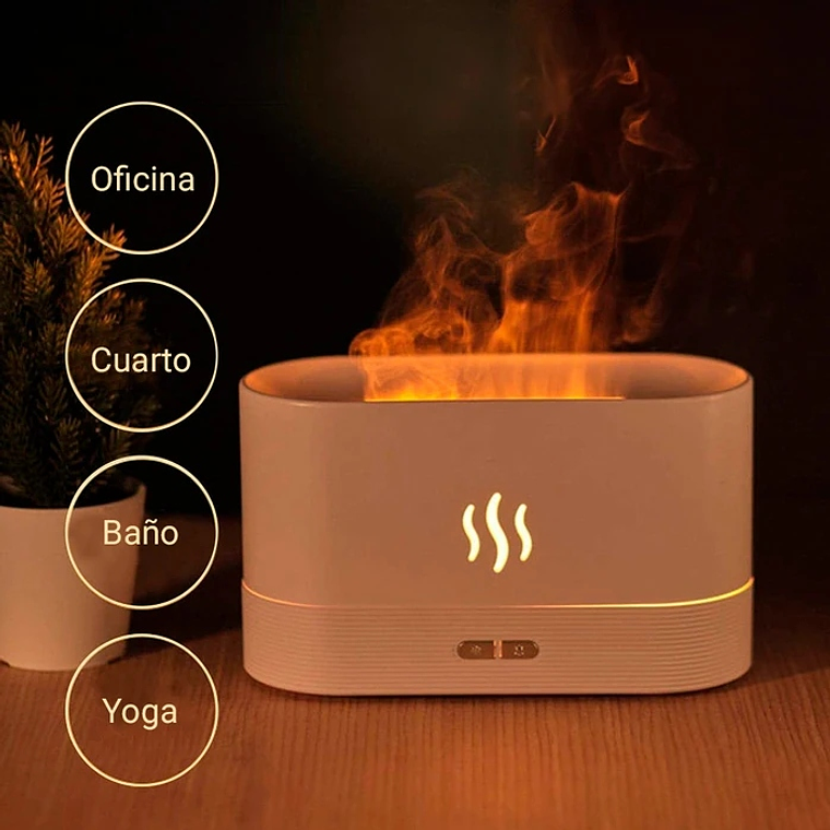 Humidificador Negro Simula Fuego Iluminación Led Blanco Blanco 1