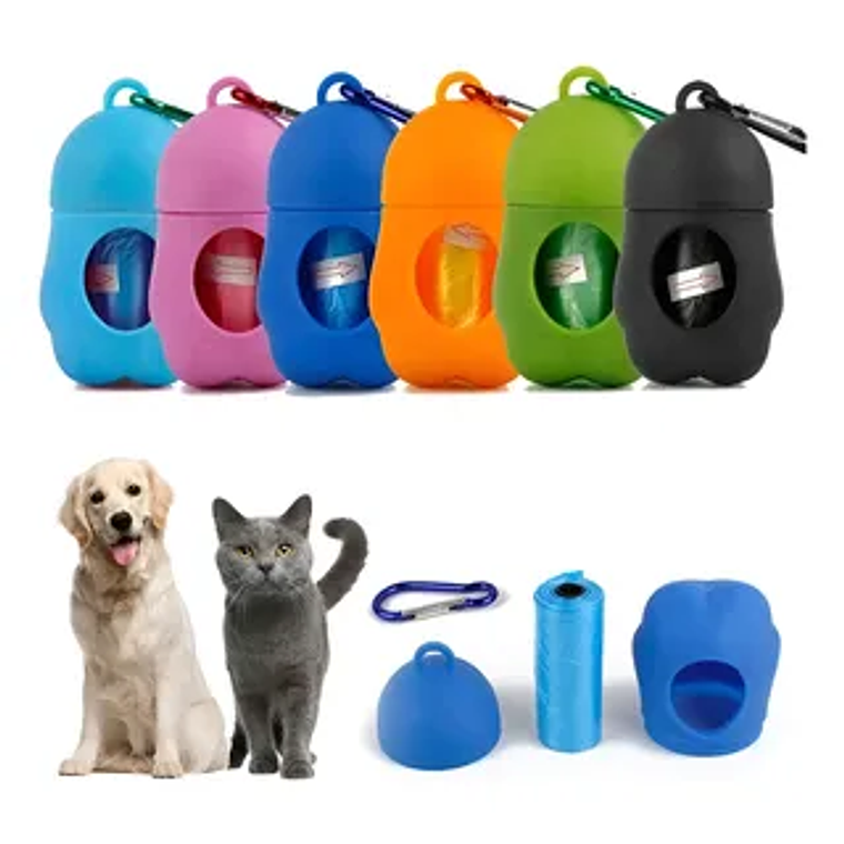 Dispensador Porta Bolsas Para heces Mascotas + 1 rollo 6