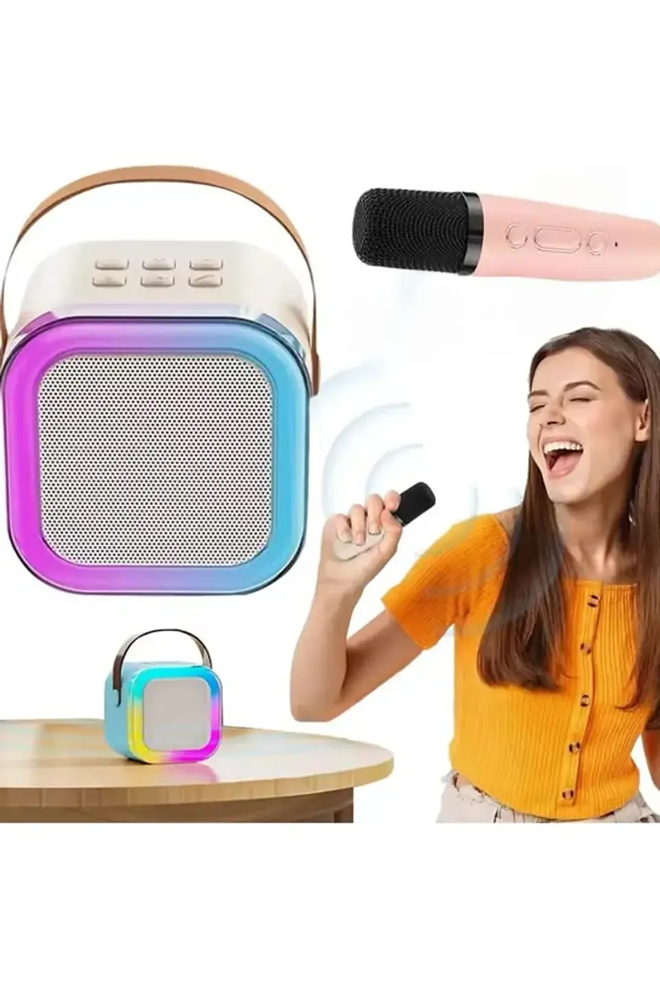Parlante Con1 Microfonos Bluetooth Portátil Inalambrico 3