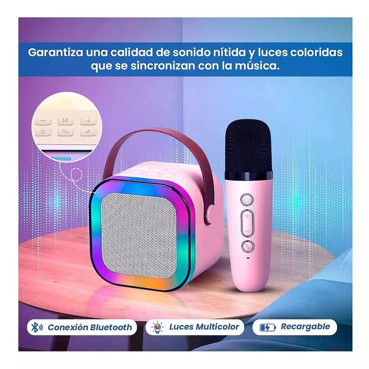 Parlante Con1 Microfonos Bluetooth Portátil Inalambrico 5