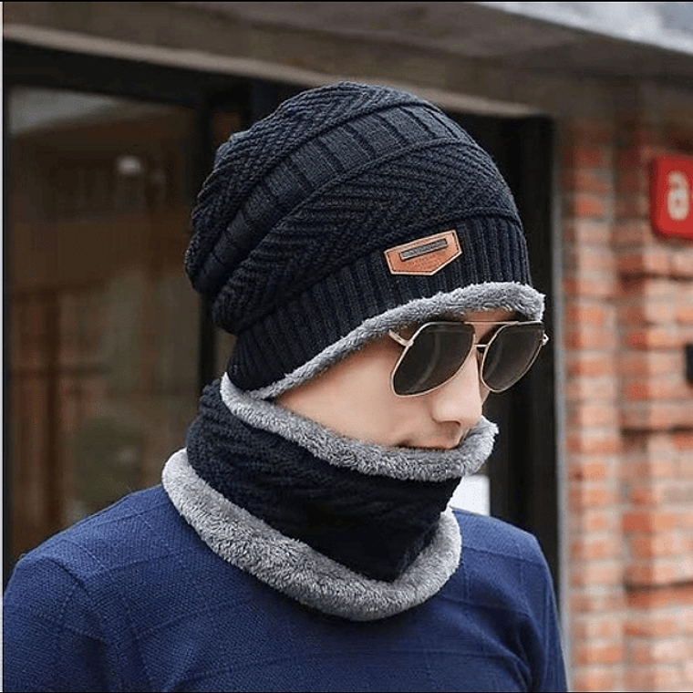 Set Calentador Gorro Mas Bufanda De Cuello Invierno Unisex 1