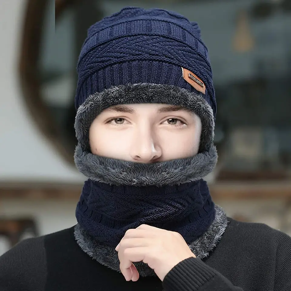 Set Calentador Gorro Mas Bufanda De Cuello Invierno Unisex 2