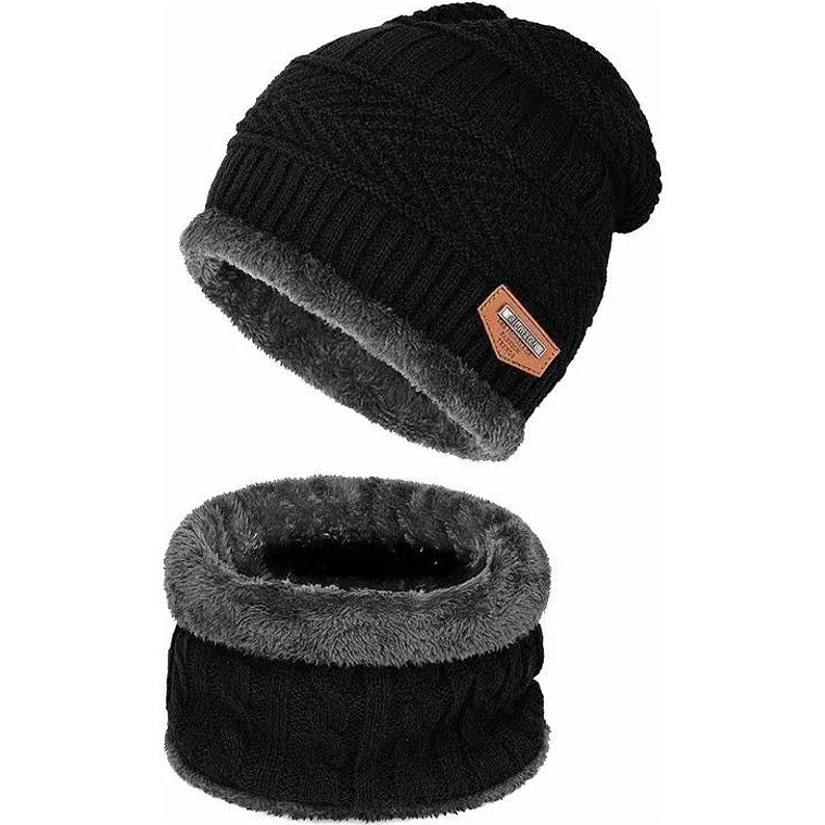 Set Calentador Gorro Mas Bufanda De Cuello Invierno Unisex 3
