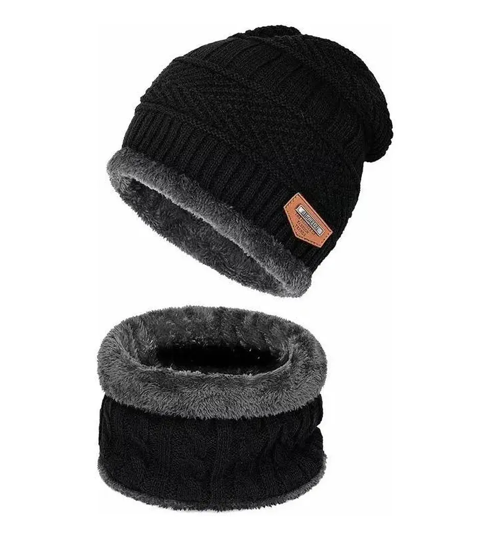 Set Calentador Gorro Mas Bufanda De Cuello Invierno Unisex 3
