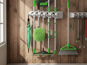 Porta Escobas Organizador De Escobas 5 Espacios Y Ganchos | Cuotas sin interés