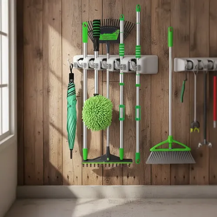 Porta Escobas Organizador De Escobas 5 Espacios Y Ganchos | Cuotas sin interés 1