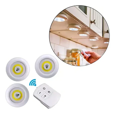 Kit De 3 Lámparas, Foco Led, Inalámbrico, Mando A Distancia, Color Blanco