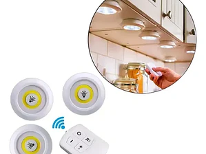 Kit De 3 Lámparas, Foco Led, Inalámbrico, Mando A Distancia, Color Blanco