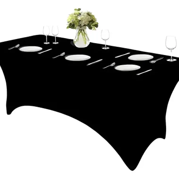 Mantel Forro En Spandex Para Mesa Plegable 1.80 Mts Negro Liso 2