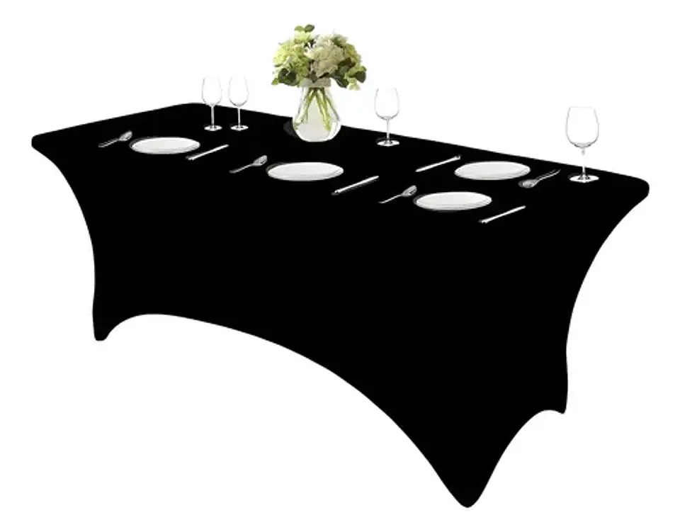 Mantel Forro En Spandex Para Mesa Plegable 1.80 Mts Negro Liso 2