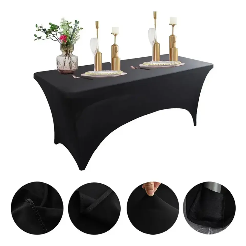 Mantel Forro En Spandex Para Mesa Plegable 1.80 Mts Negro Liso 5