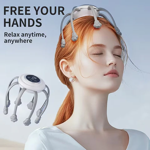 Masajeador de Cabeza Pulpo, Recargable USB, 500mAh, Masajeador Portátil, Masajeador de Cabeza, Masajeador
