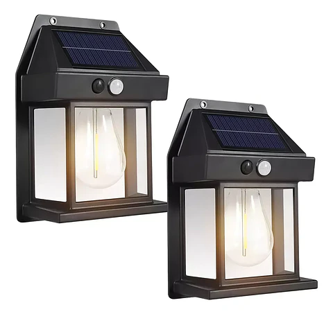 Farol Solar De Pared Sensor Movimiento Luz Cálida Exterior