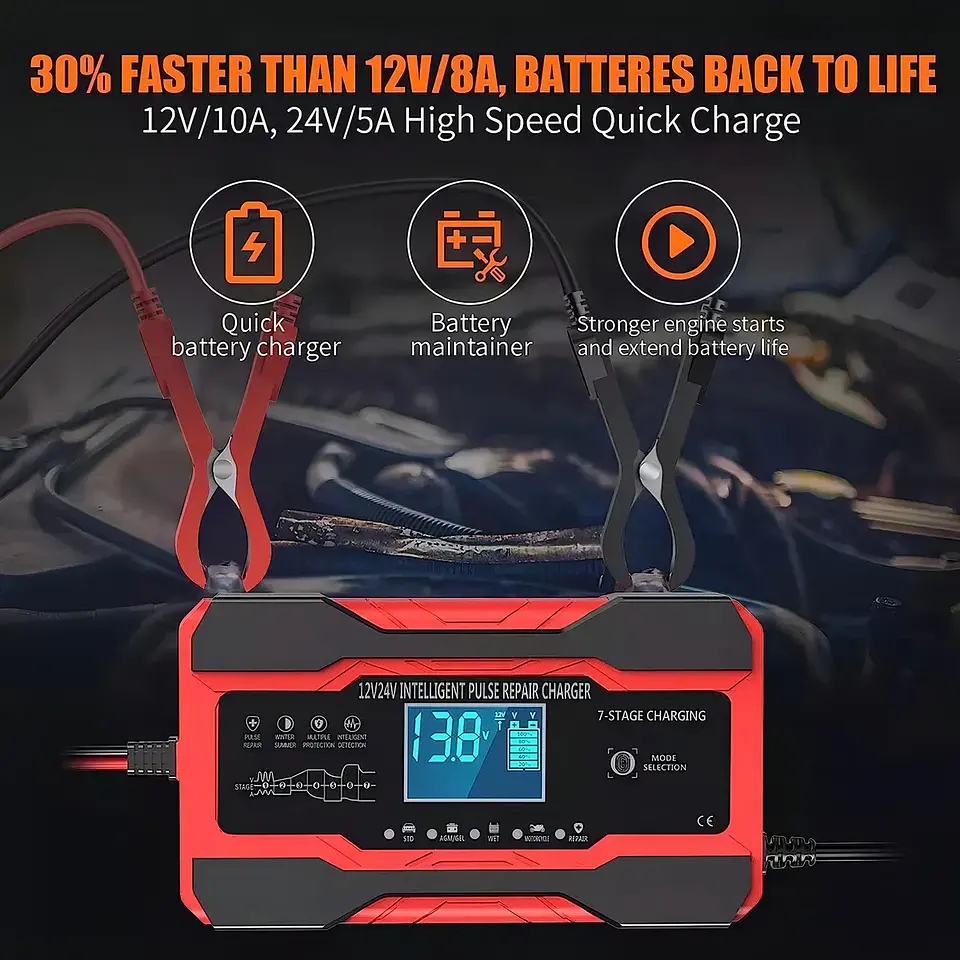 Cargador Inteligente Batería Auto Moto Carga Rápida 2