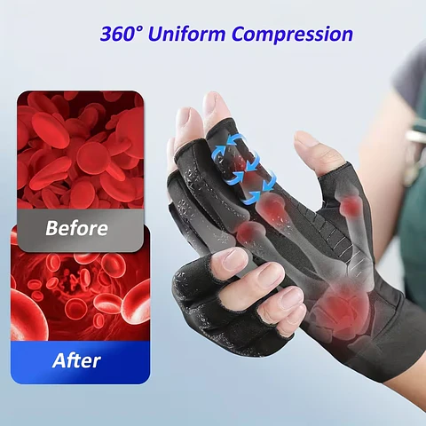 1 Par de Guantes de Cobre sin Dedos con Compresión Uniforme de 360° para Uso Diario, Cálidos, para Escribir, Antideslizantes 