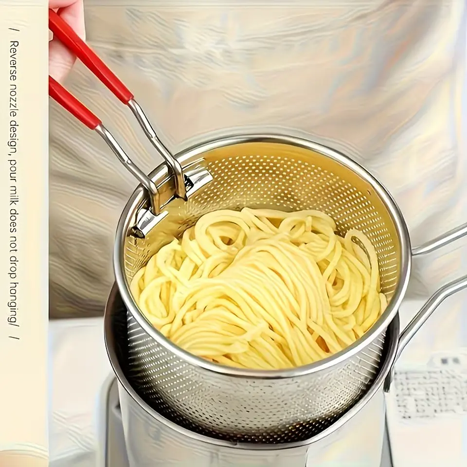 Freidora de Acero Inoxidable con Rejilla de Malla - Diseño Compacto, Duradero y Fácil de Limpiar, Perfecta para Hacer Papas Fritas, Filetes de Pescado y Pollo  2