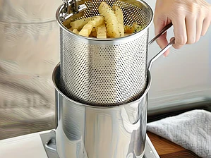 Freidora de Acero Inoxidable con Rejilla de Malla - Diseño Compacto, Duradero y Fácil de Limpiar, Perfecta para Hacer Papas Fritas, Filetes de Pescado y Pollo 