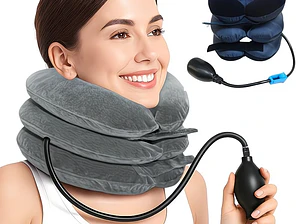 Almohada Cojín Inflable 3 Nivel Cuello Cervical Viaje Avión Color Gris
