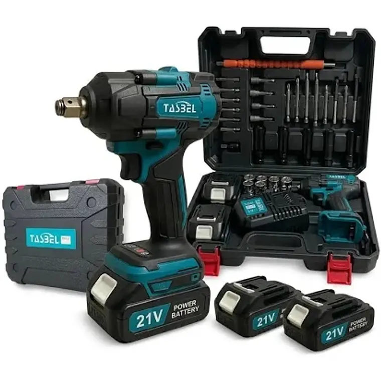 Llave De Impacto Inalámbrica 300nm 2 Batería 21v Par Kit 1