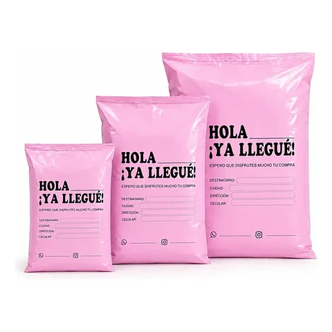 Bolsa Courier Rosa de Plástico con Adhesivo, Pack de 100 Unidades
