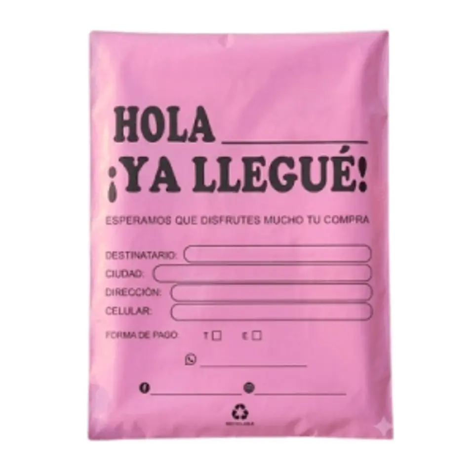 Bolsa Courier Rosa de Plástico con Adhesivo, Pack de 100 Unidades 2