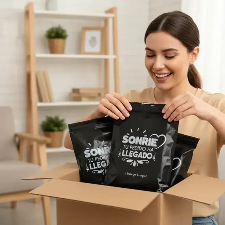 Bolsa Courier Rosa de Plástico con Adhesivo, Pack de 100 Unidades 3