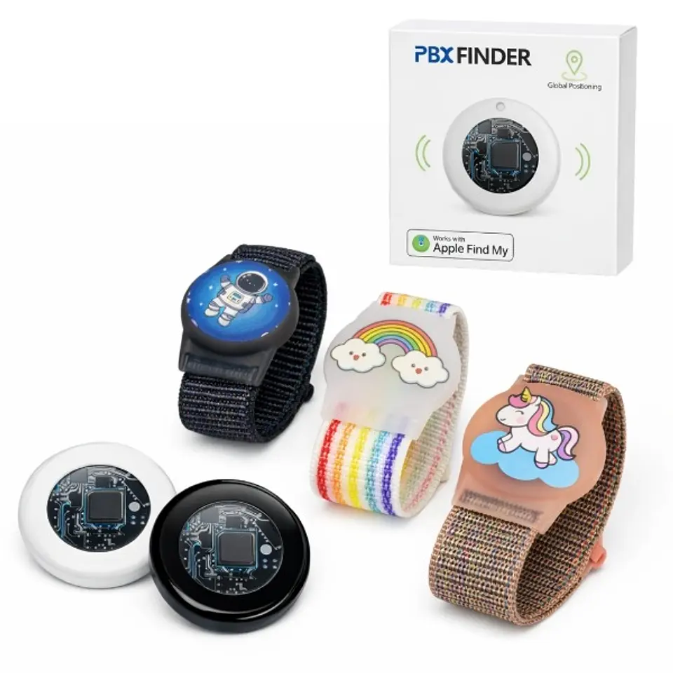 Rastreador GPS PBX FINDER Blanco y Negro Compatible con Apple + Correa 3