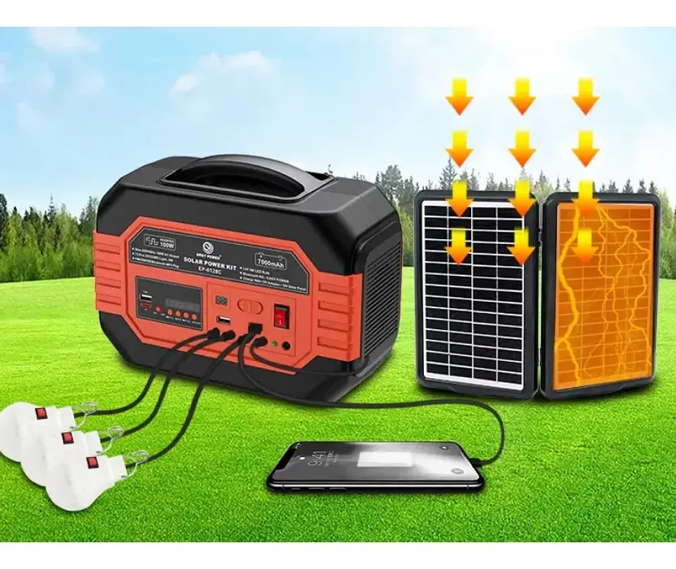 Generador Energia Multiuso Bateria Carga Solar 3 Ampolletas 100w 2