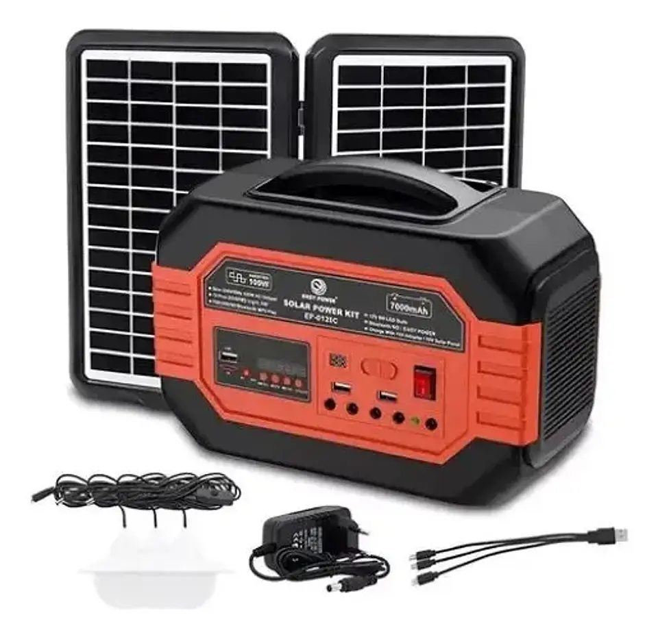 Generador Energia Multiuso Bateria Carga Solar 3 Ampolletas 100w 1