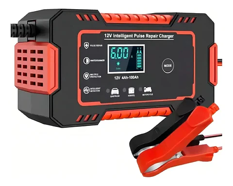 Cargador Inteligente Baterías 12V Autos y Motos 6A Pantalla Digital
