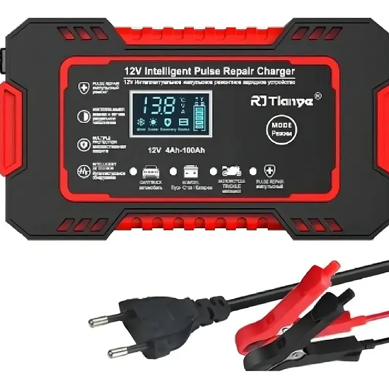 Cargador Inteligente Baterías 12V Autos y Motos 6A Pantalla Digital 5