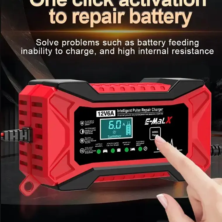 Cargador Inteligente Baterías 12V Autos y Motos 6A Pantalla Digital 3