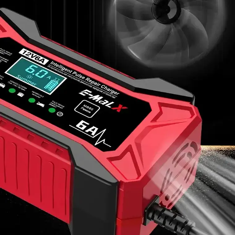 Cargador Inteligente Baterías 12V Autos y Motos 6A Pantalla Digital 5