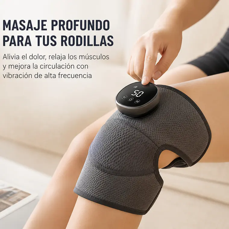 Masajeador de rodilla eléctrico recargable con calefacción y vibración, almohadilla calefactora de rodilla de 5 niveles 1