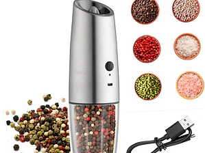 Molinillos Eléctricos De Sal Y Pimienta Zakarian - Ajuste Automático Y Precisión  Juego Molinillos Gris