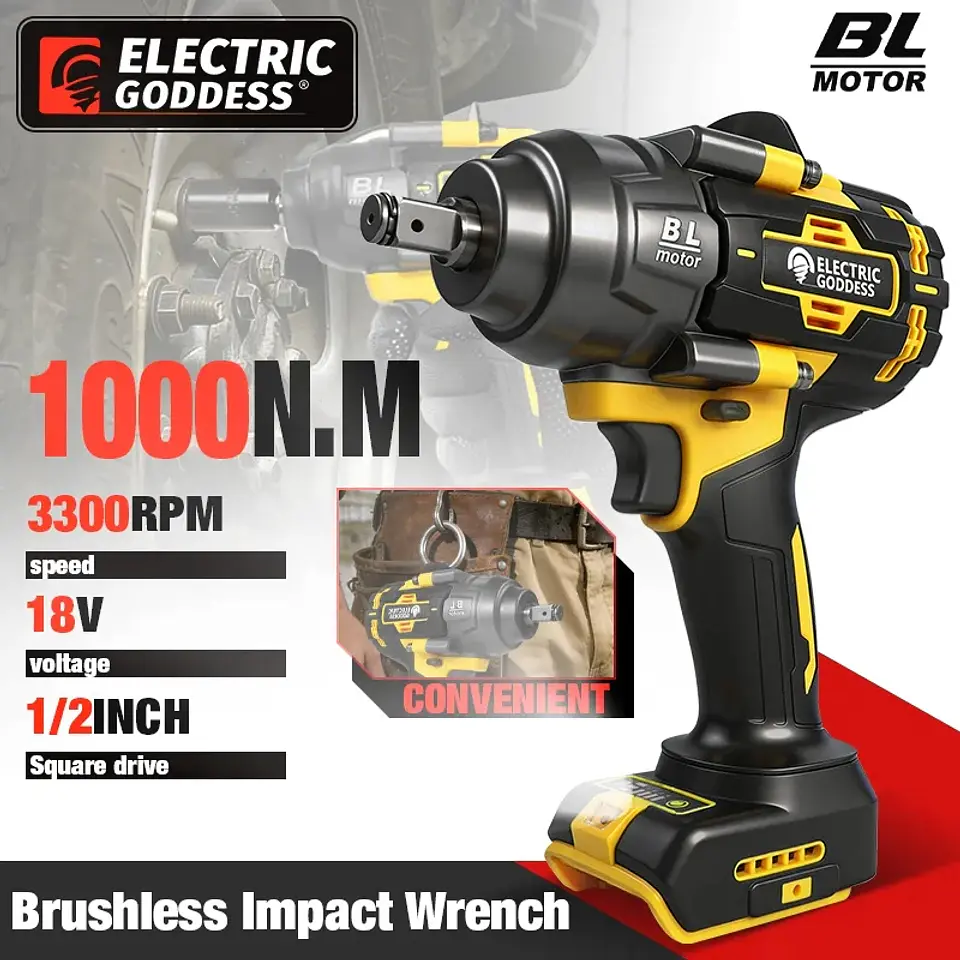 Llave Impacto Inalambrico 2 Baterias Brocas Desatornillador 2