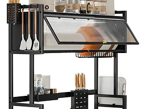 Escurridor de vajilla Decoteam DCE-028 con puerta 85x28x80cm color negro
