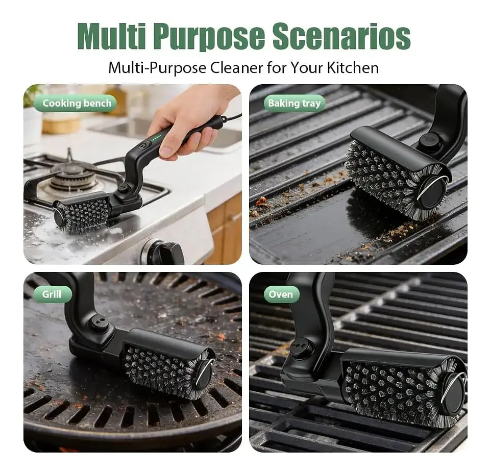 Cepillo Limpia Parrilla Asado Quincho Eléctrico Recargable 3