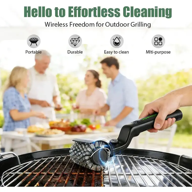 Cepillo Limpia Parrilla Asado Quincho Eléctrico Recargable 4