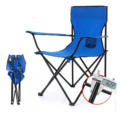 Silla Plegable Haiton 80x76cm Azul Para Playa Camping Con Bolso