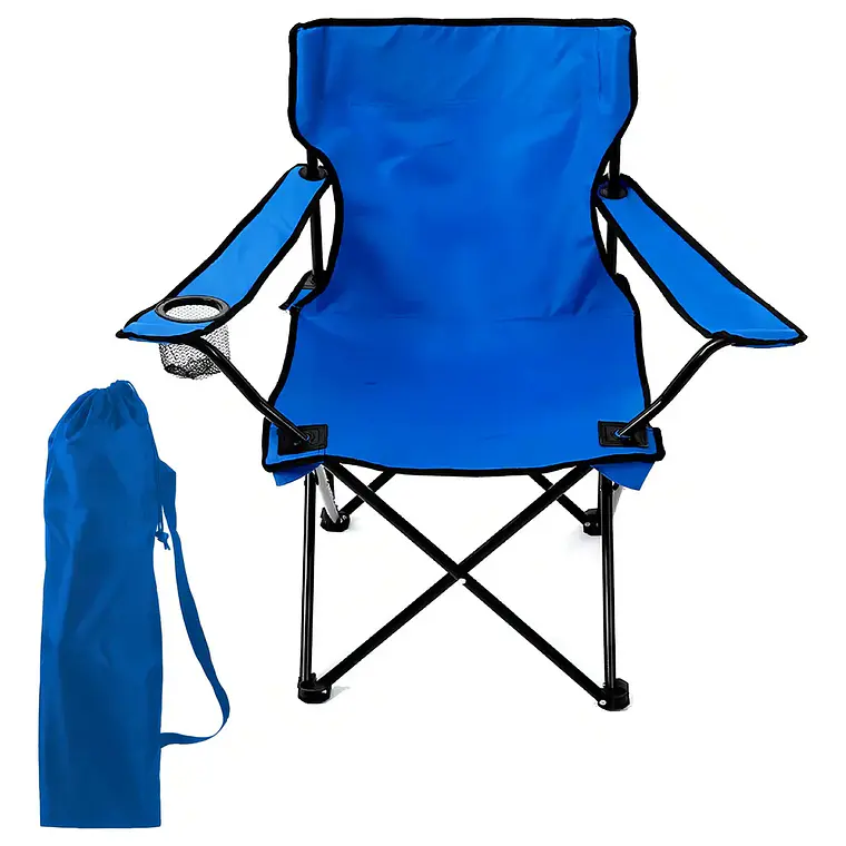 Silla Plegable Haiton 80x76cm Azul Para Playa Camping Con Bolso 2