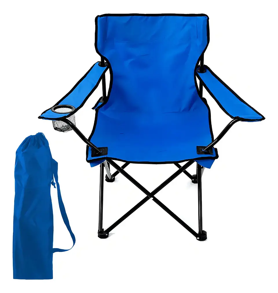 Silla Plegable Haiton 80x76cm Azul Para Playa Camping Con Bolso 2