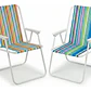 Silla Camping Plegable Playa Piscina Portátil Exteriores Azul - Miniatura 1