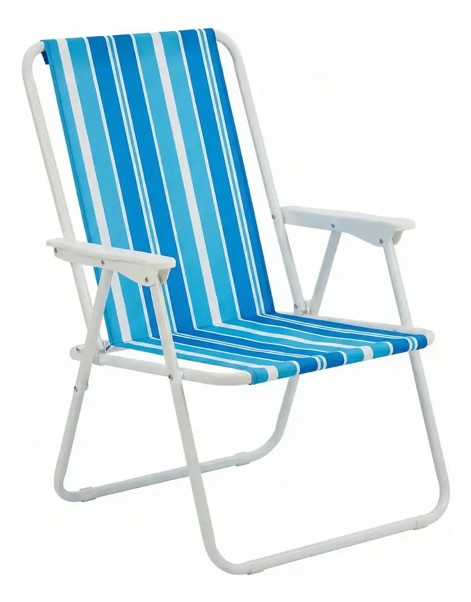 Silla Camping Plegable Playa Piscina Portátil Exteriores Azul 2