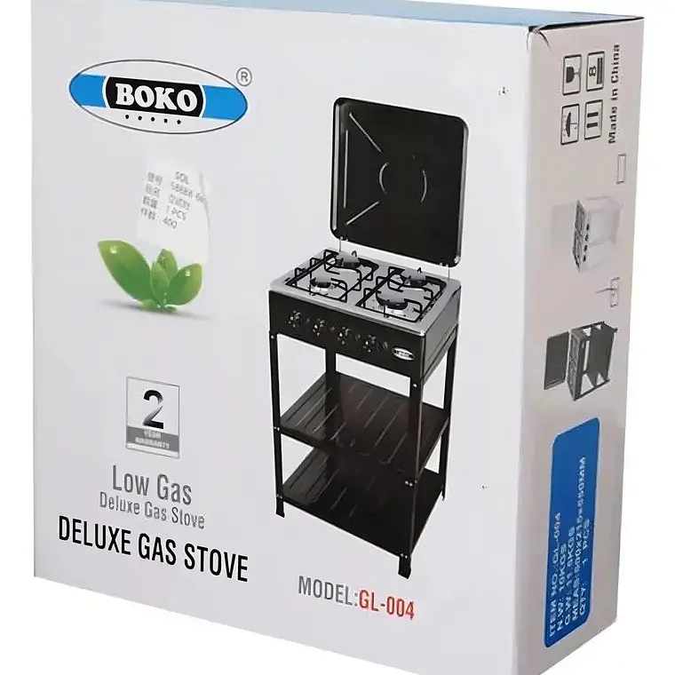 Cocina Encimera A Gas 4 Quemadores Con Repisas Color Negro 2